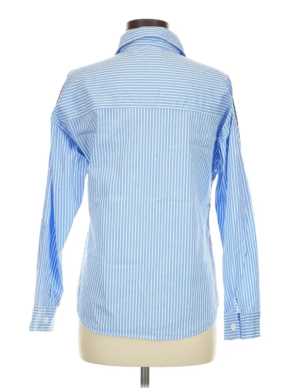 Liz & Co Lizette Collection Button-Front collared Mixed-Panel Chevron/Herringbone Shirt M - Image 5