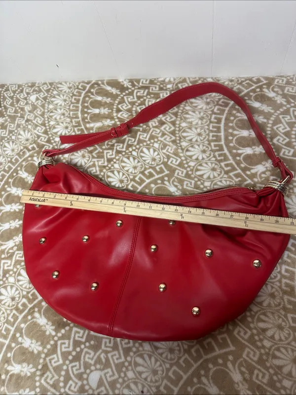 Urban Expression Red Studded Hobo Bag - Image 6