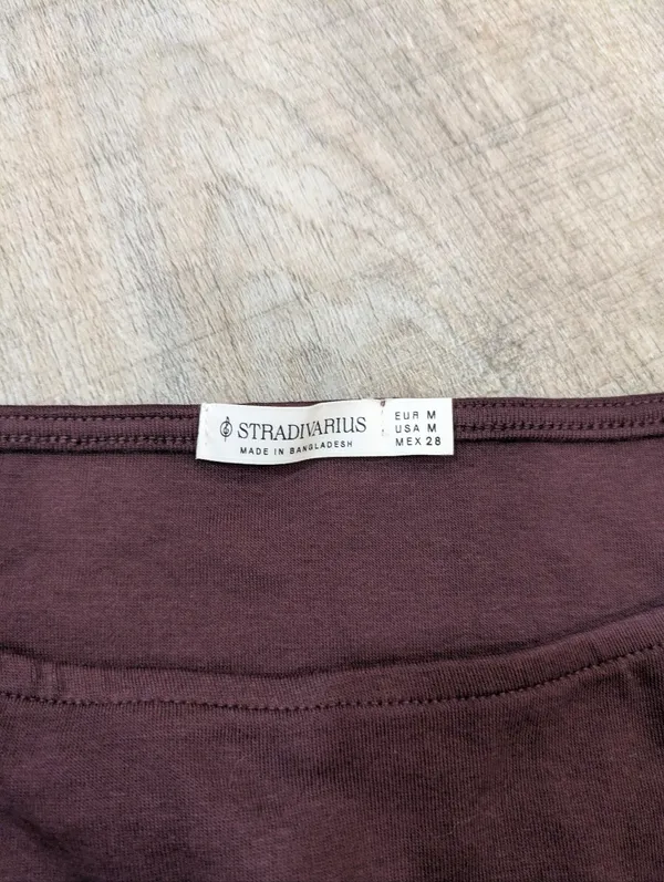Stradivarius Brown Long Sleeve Ruched Top Size Medium - Image 4