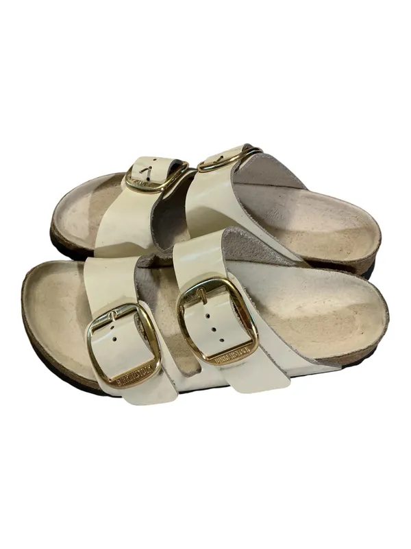Birkenstock Arizona Big Buckle High-Shine Patent Leather Sandals - White/Cream - Size 5 - Image 3