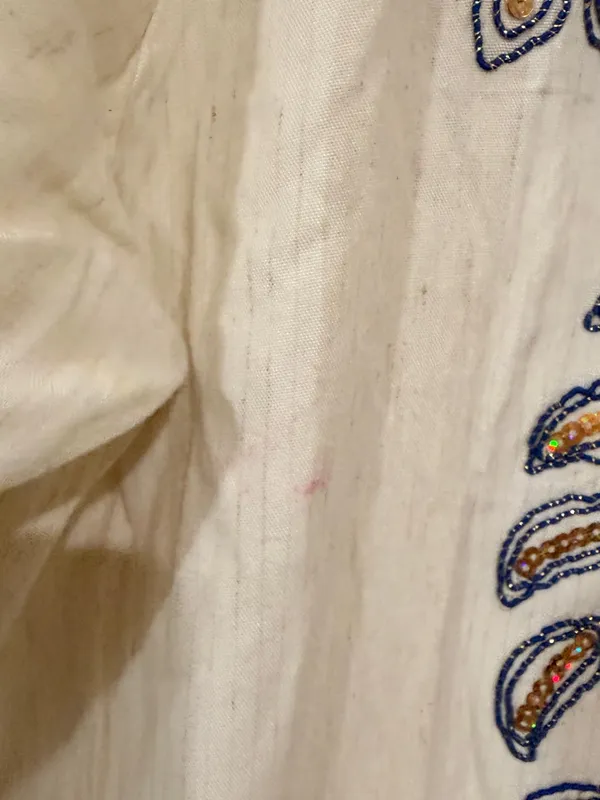 AB Classic Inidan Cream Maxi Dress with Blue and Gold Embroidery - Image 6