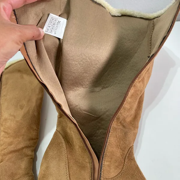 Wanted Chestnut Buckle Boots Women's 8.5 Faux Suede Fur Trim Zip Up Outdoor Cozy - Image 6