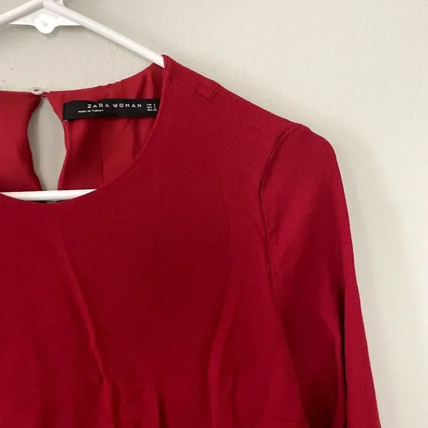 Zara Woman red lace floral dress long sleeved vintage style classic comfortable - Image 2
