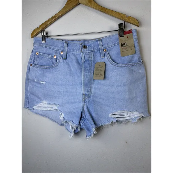 Levi's Levi Strauss 501 Shorts High Rise Tattered Distressed 32 womens large NWT - Image 4