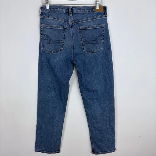 American Eagle Stretch 90s Straight Jean Medium Wash High Rise Classic Size 10 - Image 6