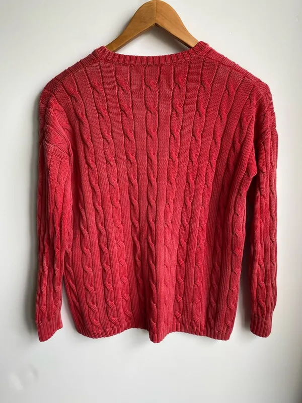 Polo Ralph Lauren 100% Cotton Lightweight Loose Cable Knit Split Hem Sweater S - Image 2