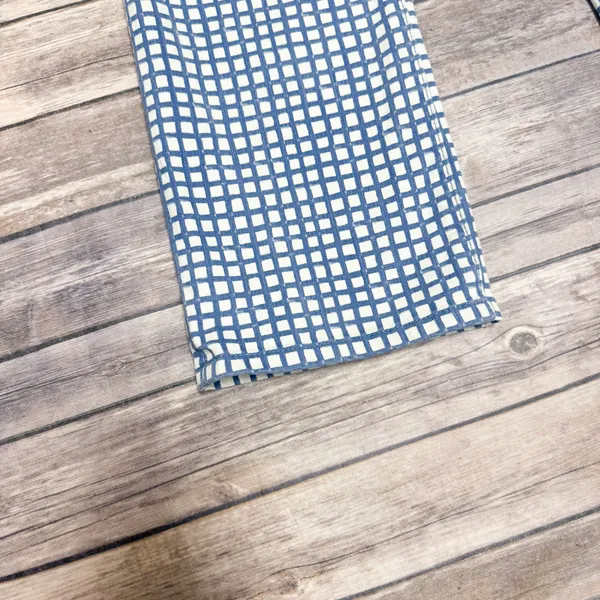 Tory Burch Blue Off White Checkered Straight Leg Cropped Side Zipper Pants 29 - Image 4