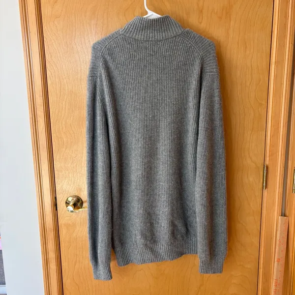 Quince Fisherman Sweater Women XL Grey Mongolian Cashmere Full Zip STIEC01 - Image 2