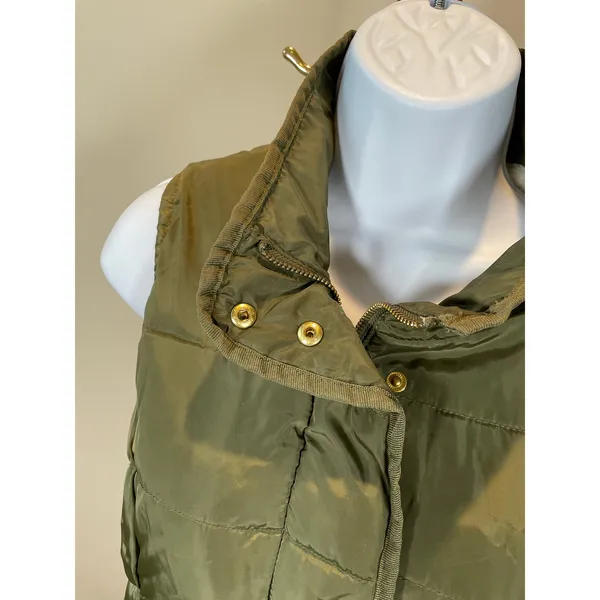 GUESS Sherpa Lined Puffer Vest Olive Green Size S Cozy Warm Casual - Image 2