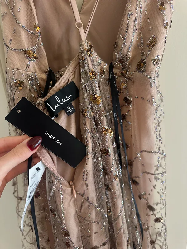 Lulus Rose Gold Sequin Maxi Dress - Image 4