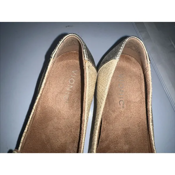 Vionic Kensley Raffia Platform Loafers Tan Gold Metallic Lug Sole Shoes Womens 7 - Image 8