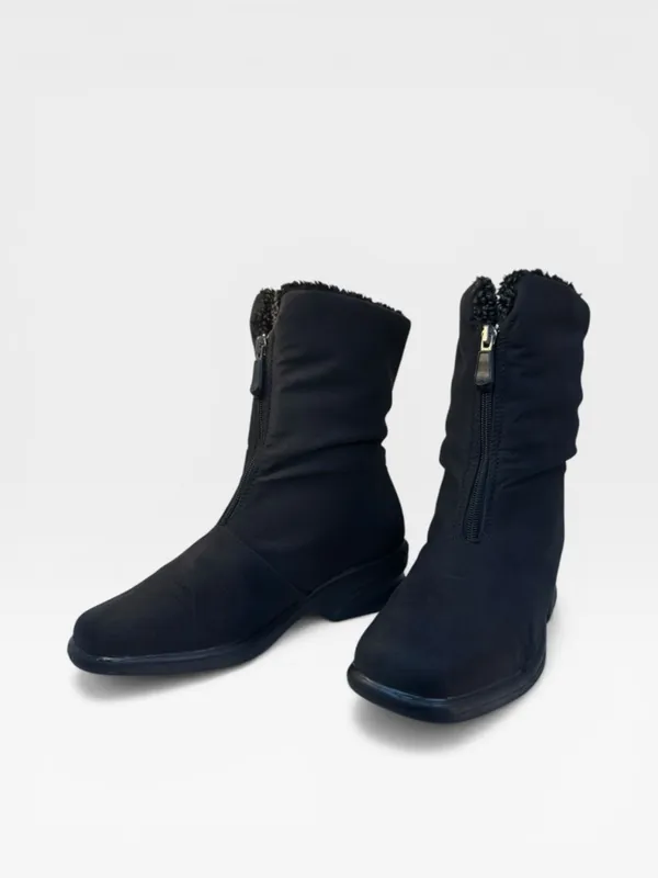 Toe Warmers Black Fleece Lined Front Zip Ankle Winter Boots Women's Size 8 - Image 2