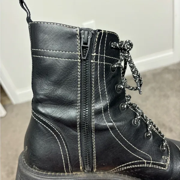 ASOS Black combat lace up‎ boots - Image 11