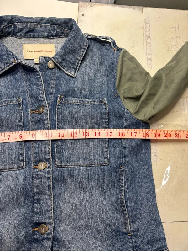 Pilcro Anthropologie Denim Military Jean Jacket Size Small Boho Layering Casual - Image 4