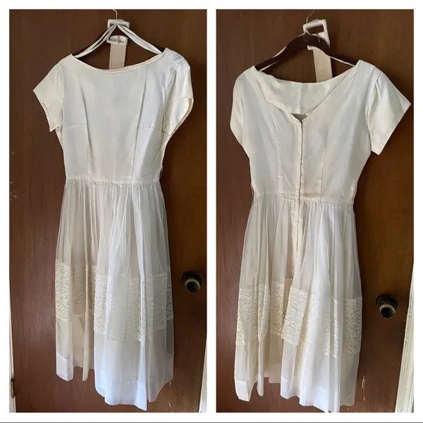 50s white midi dress Size XS - Image 3