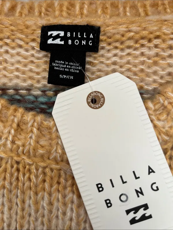 Billabong Striped Crewneck Sweater in Yellow, Brown & Teal - Image 5