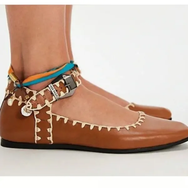 NWOT Free People Crochet Mystic Mary Jane Flats in Tan - Image 3