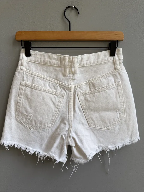 Free People We The Free Makai Jean Shorts Optic White Size 24 Distressed Denim - Image 6