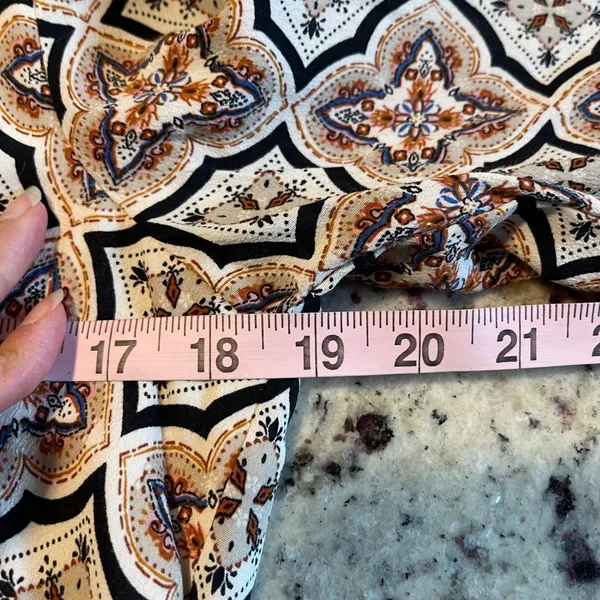 Anthropologie Mixed Print‎ Ruffle V Neck Long Sleeve Hi Low Mini Dress XS - Image 8