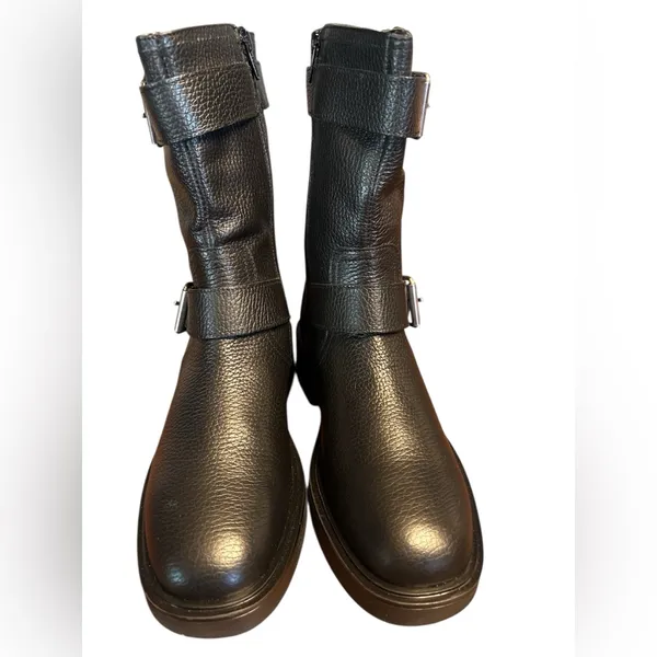 Steve Madden women’s Nolan boots black silver buckle moto Size 10 runs small NIB - Image 3