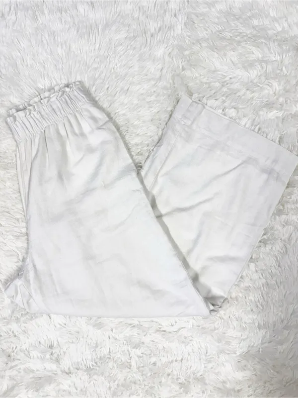 Abercrombie & Fitch White Linen Blend Pull On Wide Leg Pants Size Small - Image 7