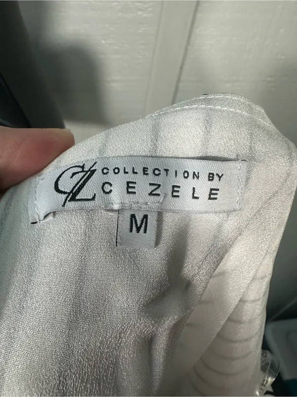 Cz Collection by Cezelle Blue and White Dress Size Medium EUC - Image 6
