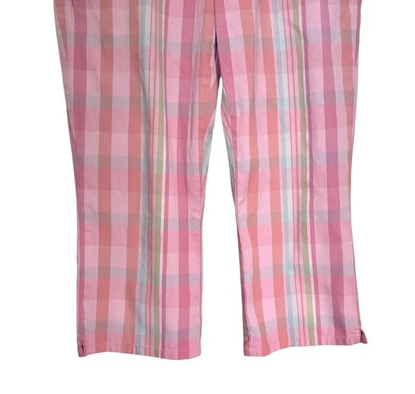 Ralph by Ralph Lauren Womens Sz 0 St Barts Hilite Plaid Pink Capri Pants Y2K - Image 3