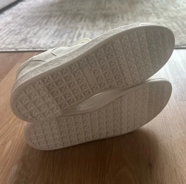 American Eagle AE White Gray Suede Leather Platform Perforated Lace Up Sneakers - Image 4