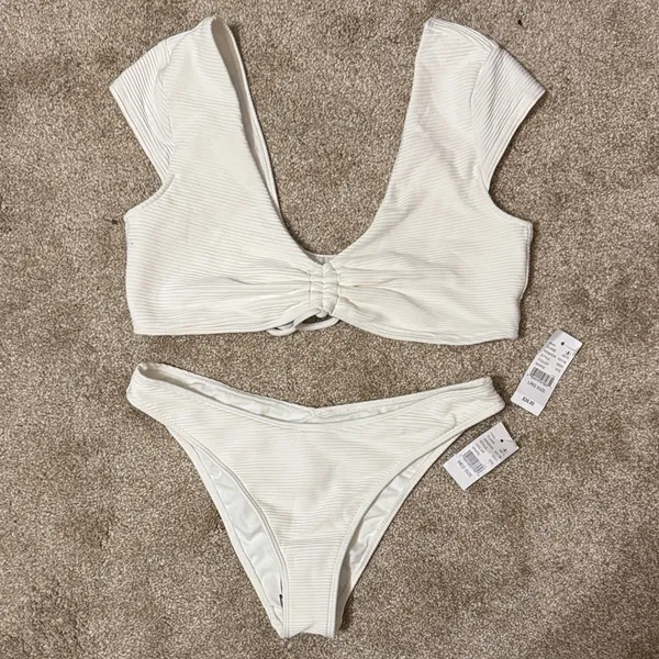 Pacsun LA Hearts White Ribbed Bikini - Image 2