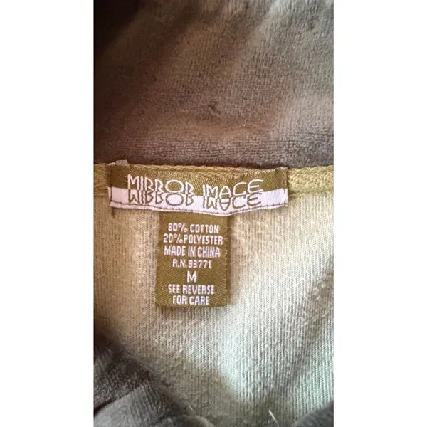 Mirror Image Sage Green Zip Jacket Cozy Cotton Blend Lounge Size M - Image 2