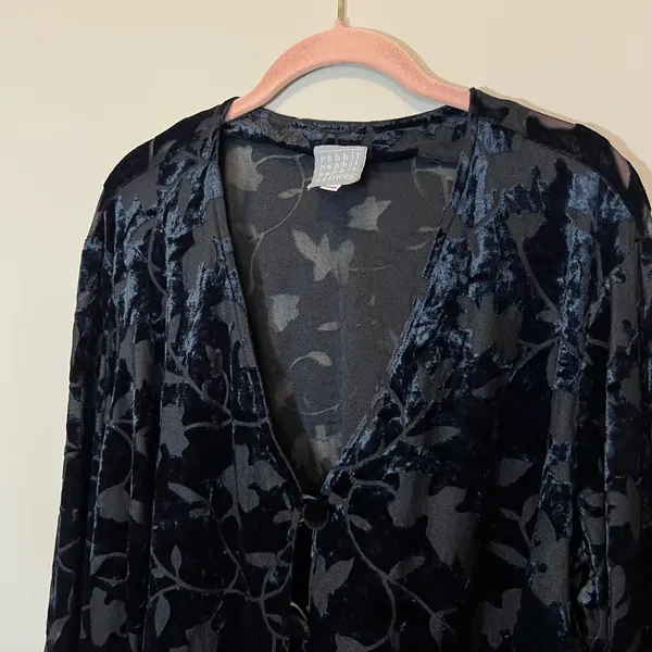 Rabbit Rabbit Designs Vintage Black Burnout Velvet Floral Jacket 20 Whimsigoth - Image 2