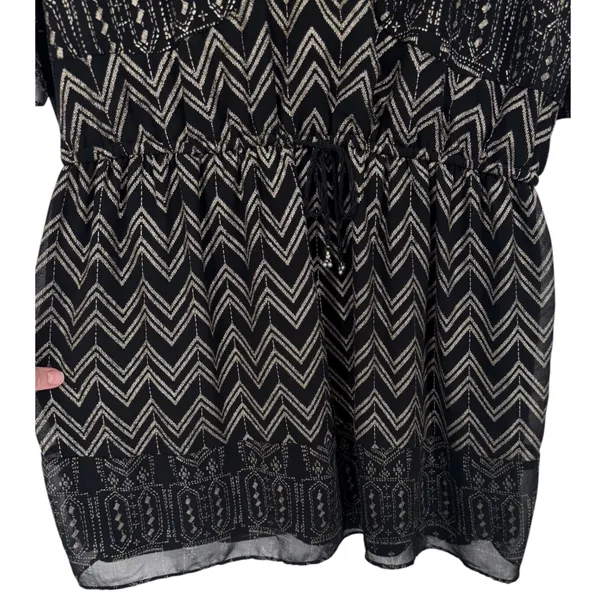 Free People Love Your Chaos Mini Tunic Dress Black Metallic Size Medium Boho - Image 9
