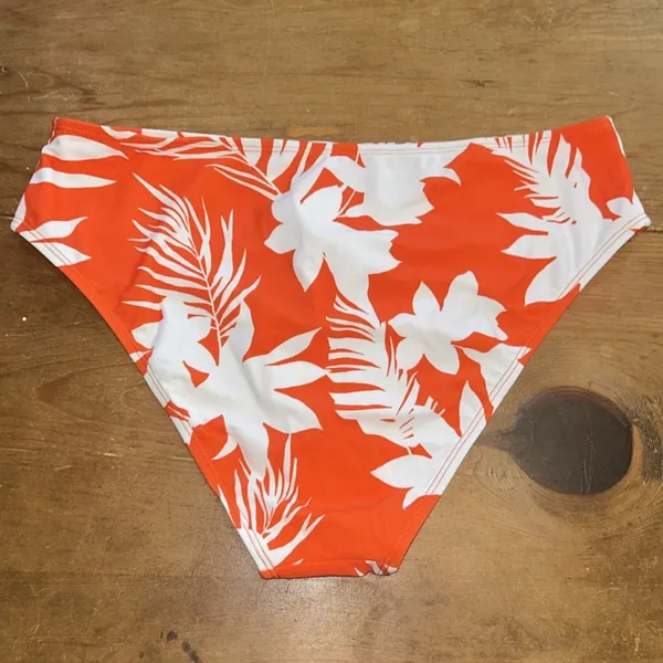 Woman’s Cupshe Palm and Leaf Orange and White Bikini Bottoms Size Medium - Image 9