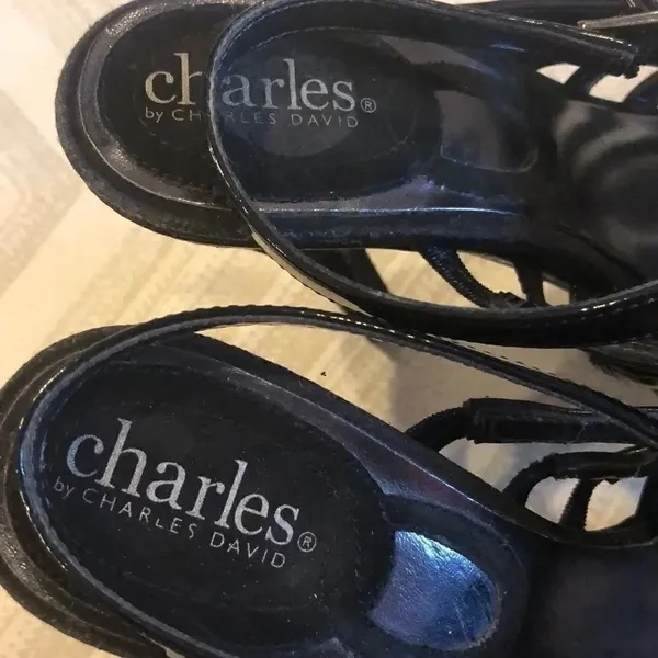 Charles David Black Platform Adjustable Sandals - Image 3