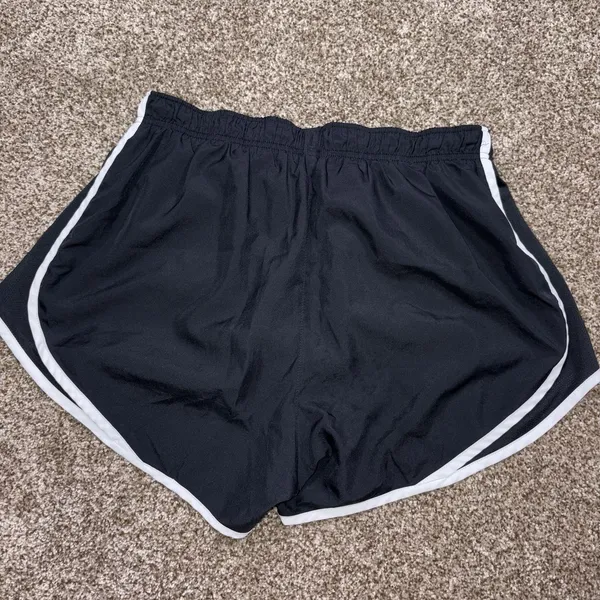 Nike Dri-FIT Women's Black/White Trim Running Shorts Drawstring Size Large - Image 5