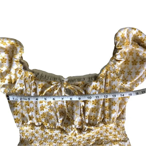 LPA Revolve Yellow and White Off Shoulder Women’s Sun midi Dress Size Large - Image 9