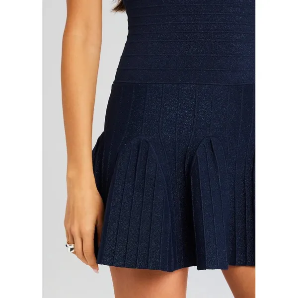 Retrofête Audrina Metallic Knit Mini Dress Navy‎ Size L - Image 5