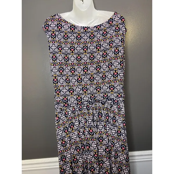 Le Lis Dress Womens Large Blue Floral Scoop Neck Jersey Maxi Sundress Casual - Image 8