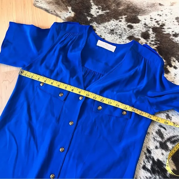 AMANDA UPRICHARD Courtney Cobalt Silk‎ Shirt Dress Size XS - Image 6