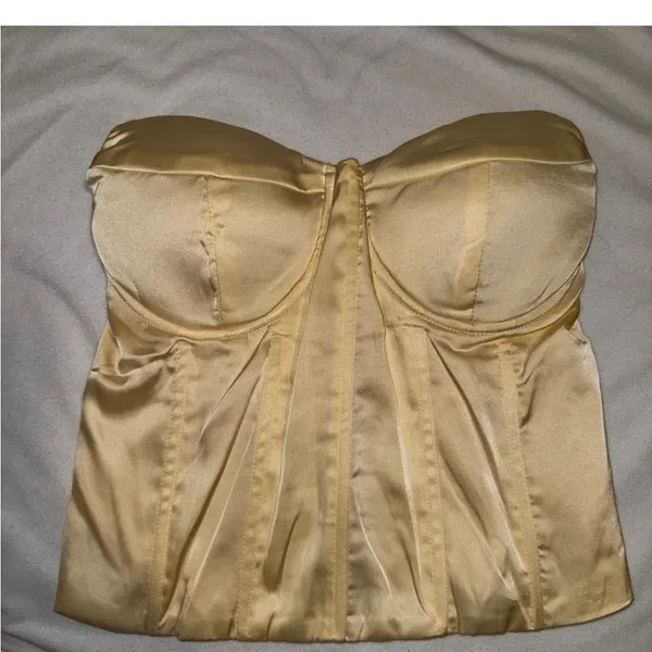 Yellow Satin Bustier Top - Image 2
