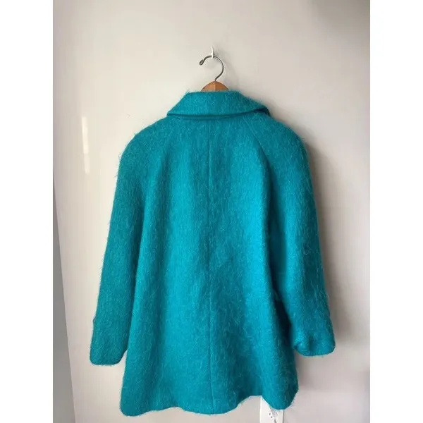 Vintage Appleseed’s Teal Mohair Wool Blend Coat Jacket Size 14 - Image 4