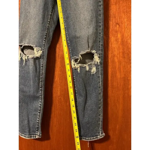 American Eagle Jeans Women 00 Mom Jean Hi-Rise Distressed Whiskered Denim Pants - Image 5