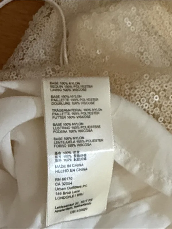 NWOT - S -Free People ivory Sequined mesh Overlay Spaghetti Strap mini dress - Image 9