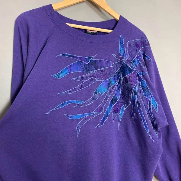 Vintage Sweatshirt Abstract Applique Pattern Small FLAWS Women Plus‎ Size XXXL - Image 13