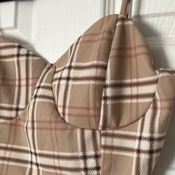Timing Plaid Bustier Cropped Cami Top - Size M - Image 2
