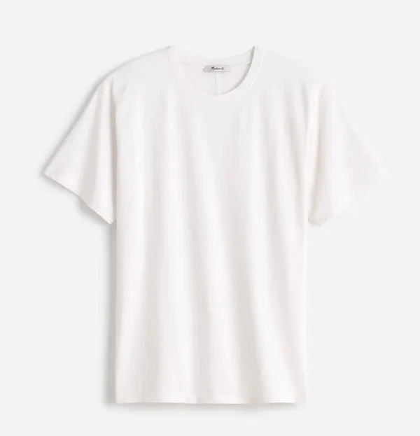 NWT Madewell Women's Cotton Relaxed Oversized Tee White Sz M small hole - Image 4
