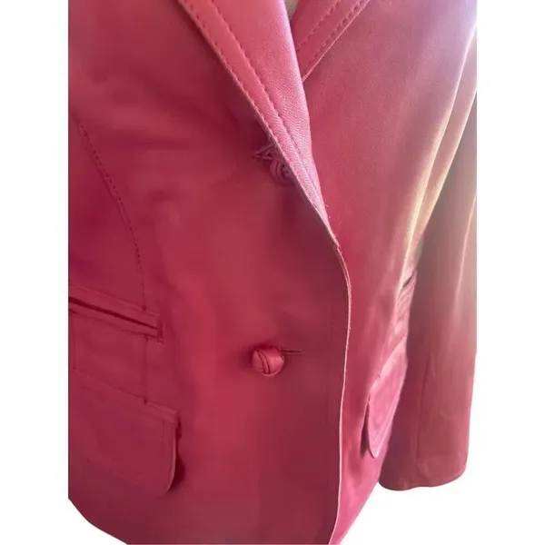 Vintage Pamela McCoy Collections Leather Fuchsia Blazer Jacket S - Image 4