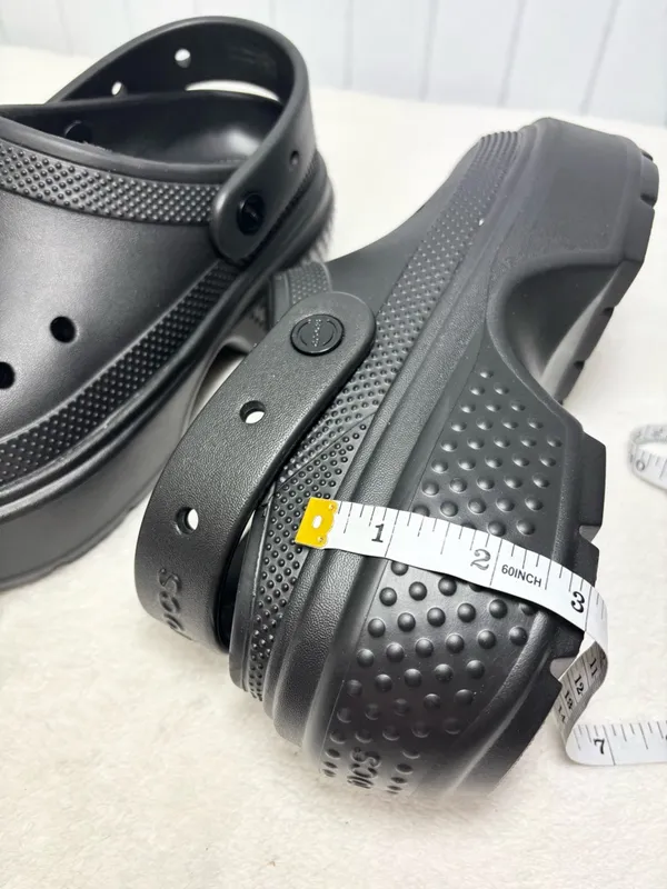 Crocs Stomp platform‎ Black Clogs mens 7 women's 9 triple black elevated NEW - Image 9
