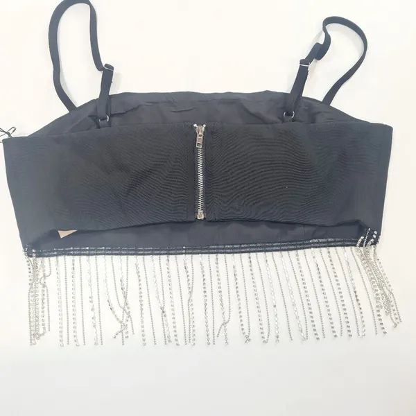 Superdown Irina Crystal Fringe Top in Black XS - Image 11