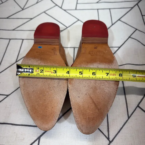 Bed Stu Mules 38 Tan Woven Leather Pointed Toe‎ Slides Low Heel - Image 11